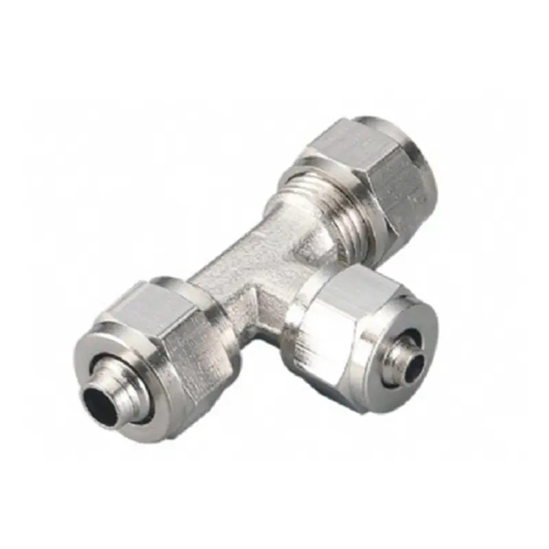 nickel-plated copper T-type quick-tightening tee fittings